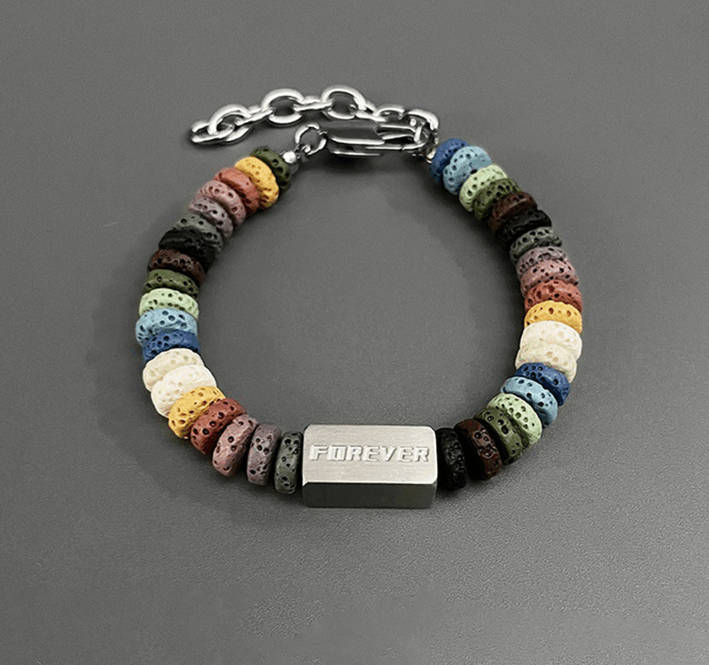 Colorhand Stones Square volcanic stone social charm bracelet